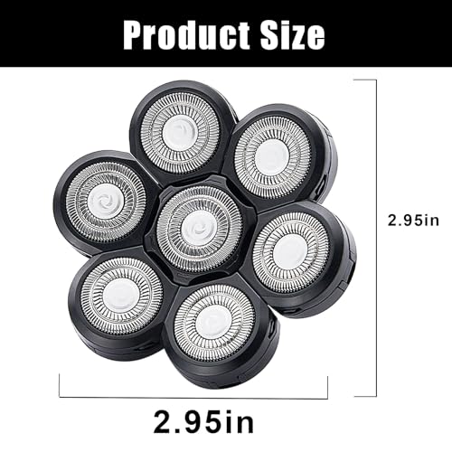 7 Blades Head Shaver Replacement Heads, Universal Fit for Electric Razors, Wet & Dry Use, 7D Floating Design, Stainless Steel Blade Heads, Ideal for Men's Face & Bald Head Shaving (2count)