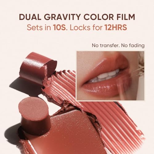 JUDYDOLL PDRN Stay Shine Lipstick, Nourishing with Salmon Dna Serum&80% Rose Collagen Essence, Dual-Layer Color Lock, Transfer-Resistant, 12H Wear LongLasting Lip Gloss, Nude Color(105 Confident Nude)