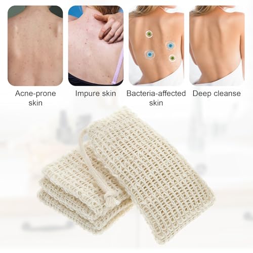 SHENLIU 50 Pack Soap Bags with Drawstring, Mesh Exfoliating Soap Saver Bag Sisal Soaps Pouch Bar Foaming and Drying Exfoliating Net for Bath Shower Massaging Scrubbing (5.3 ¡¿ 3.7inch)