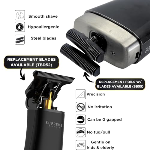 Supreme Trimmer 2-in-1 DLC T-Shaper Beard & Hair Trimmer + Crunch Lite Foil Shaver | Barber-Grade Precision & Travel Kit | Cordless Beard Grooming Set