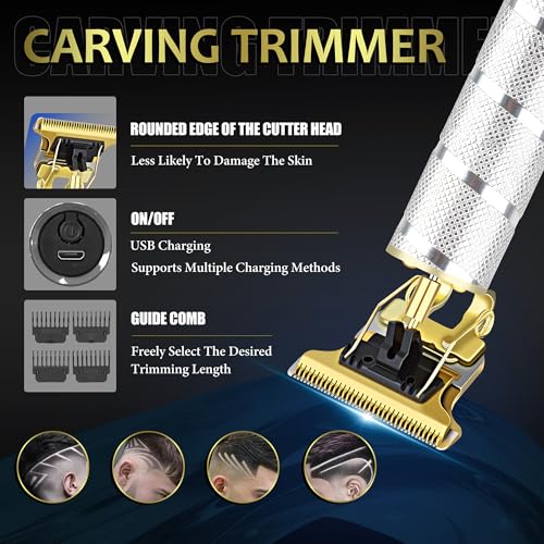 Hair Clippers for Men with LED Display, 4-Piece Cordless Grooming Kit with Hair Clipper, Beard Trimmer, Foil Shaver & Nose Trimmer, Complete Set for Home Barber
