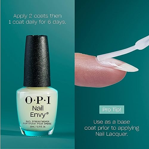 Bundle of OPI xPress/On Press On Nails, With Nail Glue, Short Red Nails, Cajun Shrimp + OPI Nail Envy, Nail Strengthening Treatment, Stronger Nails in 1 Week, Vegan Formula, 0.5 fl oz