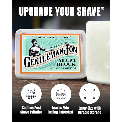 Gentleman Jon Luxe Shave Kit - Sandalwood Shaving Soap (2.25oz) & Alum Block in Plastic Case (3.7oz) - Ultimate Shaving Solution for Smooth, Soothing, and Razor Burn Relief