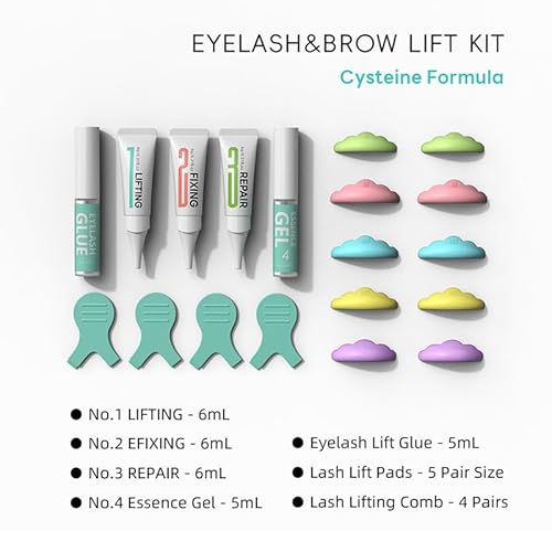 BLACKWINGS Lash Lift Kit, 4 Bottles Eyelash Perm Kit, Professional Eyelash Curling Lash Extension Set,Lash Curling, Semi-Permanent Curling Perming Wave Suitable for Salon