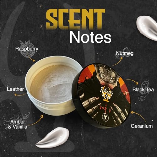 Vor V Tallow Shaving Soap. Enriched with Donkey Milk, Water Buffalo Milk, Whey Proteins, Omega 3, Omega 6, Hops Extract. Scent of Leather, Raspberry, Geranium, Vanilla, Cashmeran