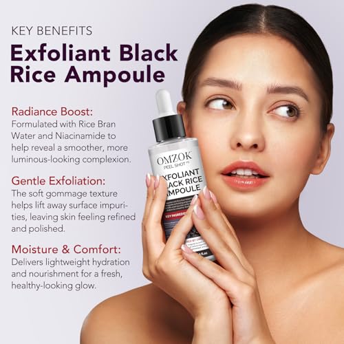 Peel Shot Glow Rice Ampoule Duo | Black Rice Exfoliant Face and Pore Cleaner with Hyaluronic Acid & Rice Extract Serum | Facial Pore Exfoliator, Peelshot Blackhead Dead Skin Remover for Face (100ml)