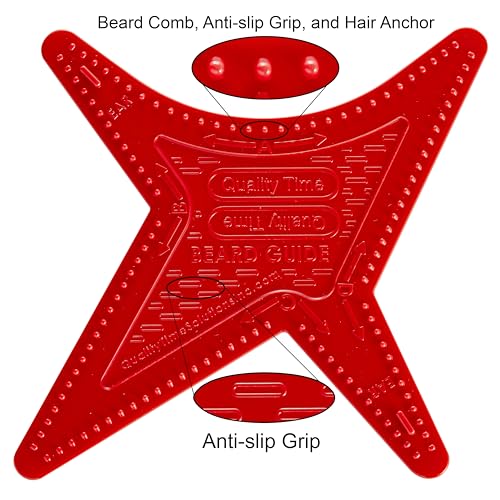Quality Time Beard Guide Max: Multi-Style Beard Shaving Template with Built-In Anti-Slip Grip for Steady Control, Hair Anchor and Comb, DIY Grooming Styling Guard for Precise Beard Lines