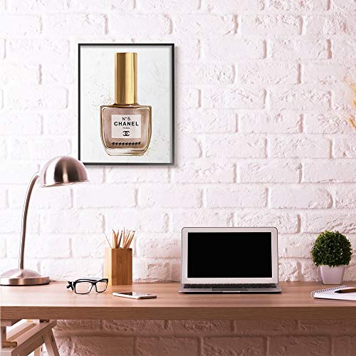 Stupell Industries Makeup Nail Polish Brown Gold Fashion Design Framed Wall Art, Multi-Color