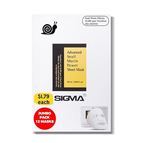 Snail Mucin Face Masks 12 Pack Korean Skincare - Deep Moisturizing Sheet Masks for Dry Sensitive Skin - Hydrating Face Mask No Parabens Sulfates - Cruelty Free Never Tested Animals