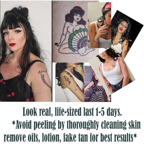 Rehab singer Inspired Fake temporary Tattoos - Halloween Fancy Dress