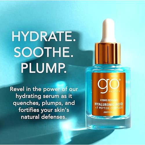 Go Beauty Triple Hyaluronic Acid Hydrating Serum ? Hydrate, Soothe & Plump ? Collagen, Vitamin B5 & 7 Peptide Complex for Dry & Aging Skin, 1 fl. oz