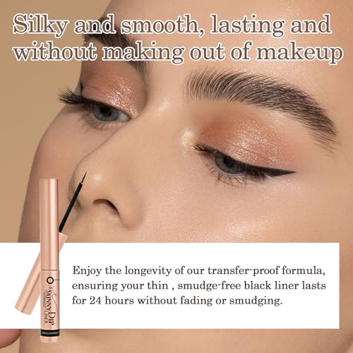 Skinny Dip Liquid Eyeliner - Matte Black, 24H Long-Lasting, Smudge-Proof, Precision Dip Brush Tip, Quick-Dry Formula, Cruelty-Free Eye Makeup for Cat Eye & Winged Looks