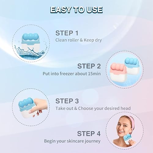 Ice Roller for Face & Eye, 2 in 1 Puffiness, Migraine, Pain Relief and Minor Injury - Diougens Lee Facial Ice Roller,Cold Therapy Massage Roller,Skin Care Products