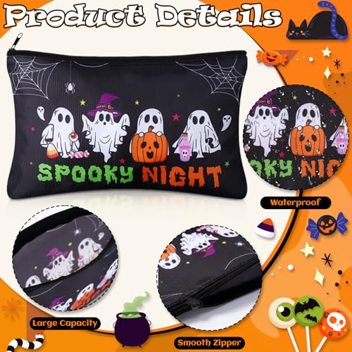 Capoda 86 Pcs Halloween Party Set Horror Gifts Bulk Include 12 Makeup Bags 12 Silicone Bracelets 12 Hair Scrunchies 50 Stickers for Women Classroom Office Birthday Party Supplies