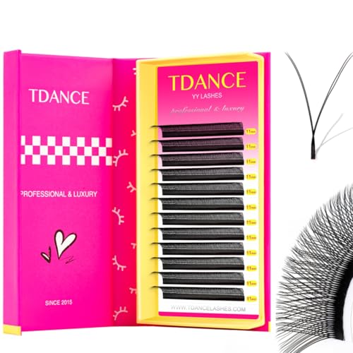 TDANCE YY Lash Extensions Premade Volume Eyelash Fans YY Lashes Matte Black W Lashes Extensions(YY-D-0.07,12 mm)