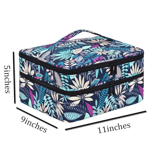 Double-Layer Nail Polish Organizer-Holds 42 Bottles, Nail Polish Storage with Handle, Nail Bag Organizer Case for Professional Manicure Kit & Travel (Leaf, 42 Bottles-Small)