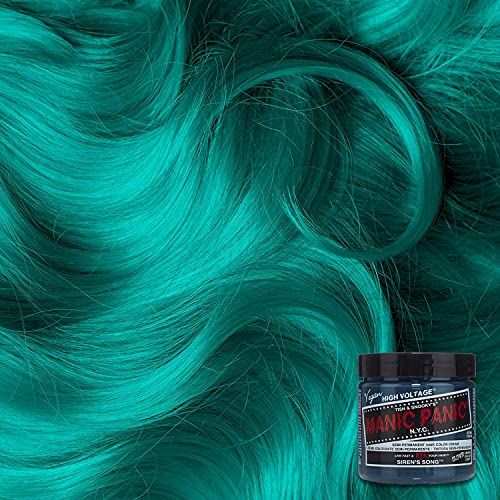 MANIC PANIC Classic Siren's Song Semi Permanent Hair Color - Neon Blue-Green Hair Dye for Women & Men That Lasts 4-6 Weeks - Vegan, Ammonia & Cruelty-Free - Create & Mix Custom Shades (4oz)