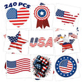 winthrop 240 Pcs 4th of July Temporary Tattoos for Kids - Individually Wrapped, Waterproof & Safe USA Flag & Election Designs, Perfect for Independence Day, 60 Unique Patterns