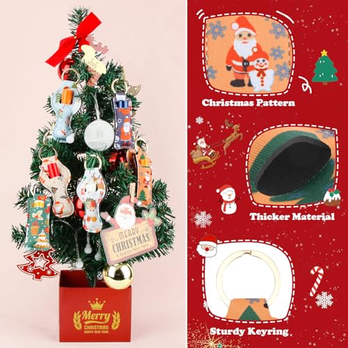 Desing Wish Christmas Chapstick Holder Keychain - Neoprene Colorful Lipstick Sleeve Keychain - Portable Lip Balm Holder