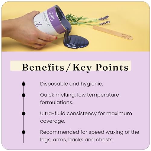 Depileve Strip Wax for Hair Removal - Lavender Rosin Wax for Sensitive Skin - Full-Body - Ideal for Delicate Areas - Moisturizing Strip - for Salon and At-Home Use - 14 oz