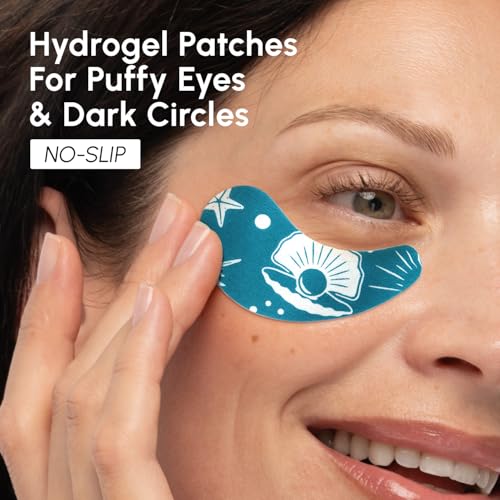 MAREE Hydrating Under Eye Patches for Puffy Eyes and Dark Circles ? Marine Collagen & Caffeine Eye Patches ? Brightening Eye Patche with Niacinamide ? Depuffing Eye Mask for Dark Circles and Puffiness