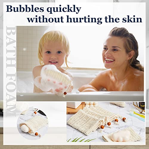 Cunhill 80 Pack Soap Saver Bag Exfoliating Soap Pouch with Drawstring Bar Wooden Bead Foaming and Drying Exfoliating Net for Bath and Shower (3.5x5.5 Inch)