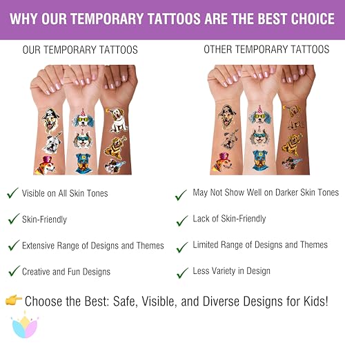 101+ Cow Temporary Tattoos ? Printable, Waterproof Fake Tattoos for Kids, Girls, Boys, Teens & Adults ? Ideal for Birthday Parties, Decorations (A)