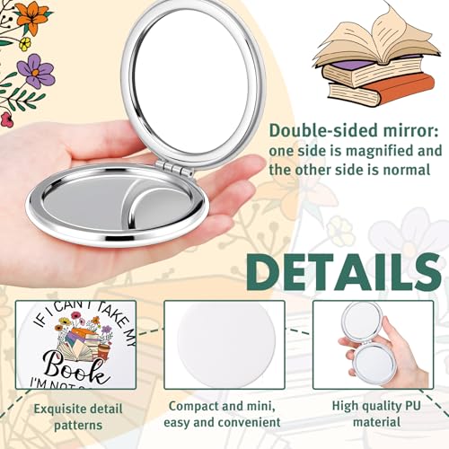Weysat 8 Pcs Book Club Gifts Book Lovers Compact Mirror for Women Portable Makeup Pocket Mirror for Mother's Day Lovers Teacher Adult Women Librarian Bookish Club Gifts Graduation Party Supplies