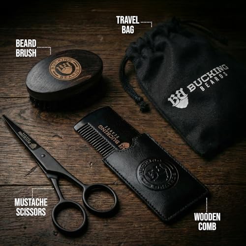 Beard Kit for Men - All-in-One Beard Grooming Kit with Brush, Comb, Scissors & Travel Bag - Durable Grooming Tools for Daily Style and Care