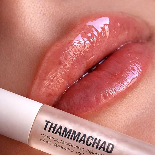 Thammachad Lip Oil - Korean-Inspired Non-Sticky Clear Gloss with 8 Oils (Marula, Moringa, Squalane) for Dry Chapped Lips - Handmade Small Batch USA
