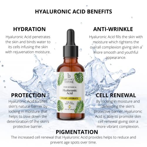 Brittanie¡¯s Beauty Pure 100% Hyaluronic Acid Serum ? Intense Hydration & Plumping Formula | Anti-Aging Serum for Fine Lines & Wrinkles | Deep Moisture for Dry, Sensitive & Mature Skin | Made in USA