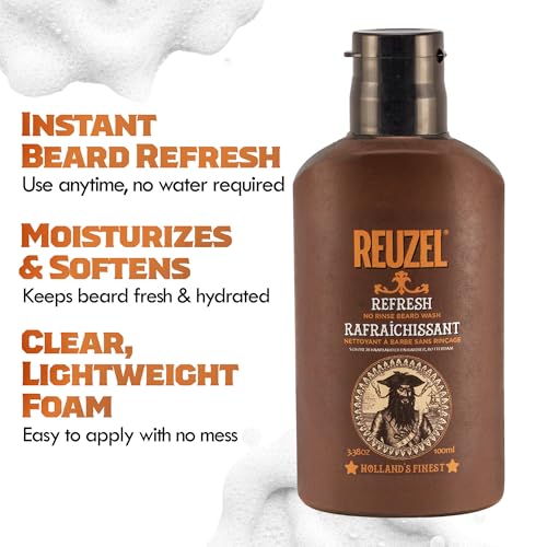 Reuzel Refresh No Rinse Beard Wash, Mens Beard Wash, 200 ml