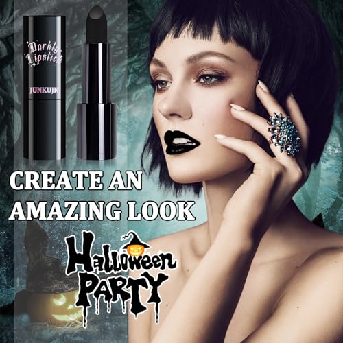 Matte Black Lipstick - Richly Pigmented Waterproof Halloween Lip Gloss for Women, All Day Smudge Proof Goth Clown Lip Stick Stain Makeup, Eye Baseball Softball Football Stick