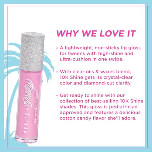 Petite 'N Pretty 10K Shine Lip Gloss for Girls (Gia Pink) - Makeup for Kids, Tweens, Teens - High Shine, Soft, Hydrating, Lightweight, Made in the USA