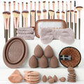 Makeup Brush Set for Foundation Concealer Eyeshadow and Travel, Include Make Up Brush, Sponge, 56PCS Brown