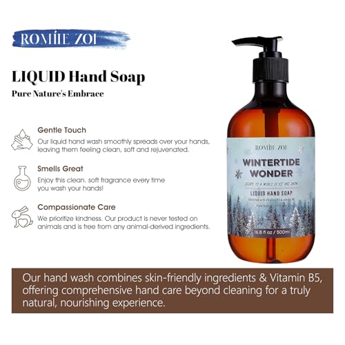ROMIIE ZOI Christmas Liquid Hand Soap with Gift Box - Wintertide Wonder, Infused with the Winter Woods Aroma - 500ml/ 16.8 fl.oz