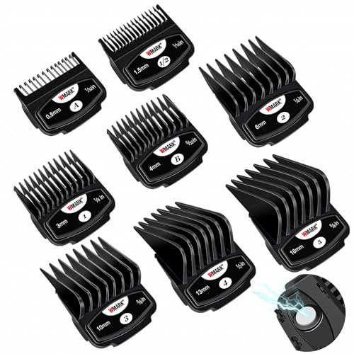 Magnetic Clipper Guards Cutting Guides Compatible with Wahl Clippers,8 Cutting Lengths 1/32"£¨0.5mm) to 5/8"(16mm),Fits Most Cordless/Cord Clippers (8packs)