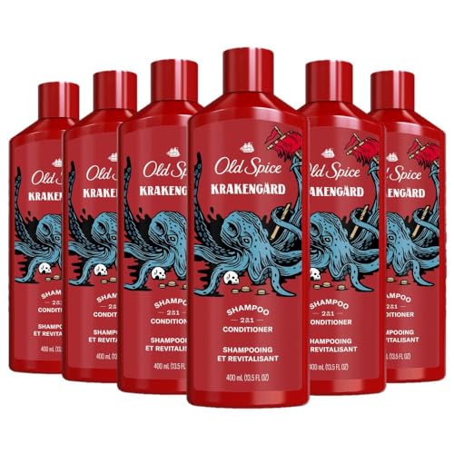 Old Spice Krakengard 2-in-1 Shampoo & Conditioner for Men, Healthier, Fuller, More Moisturized Looking Hair, 13.5 Fl Oz Each (Pack of 6)