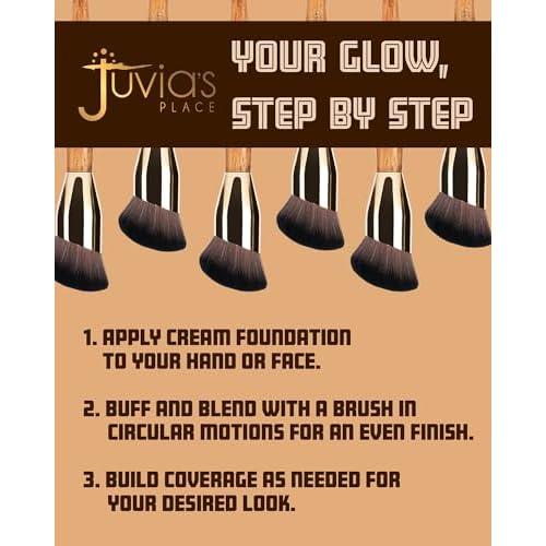 Juvia's Place BRONZED J302 Cream Foundation Brush - Dense Soft Bristles for Smooth Blending, Airbrushed Finish - Ergonomic Handle for Precision Contour - Foundation, Cream, Liquid & Mousse Formulas
