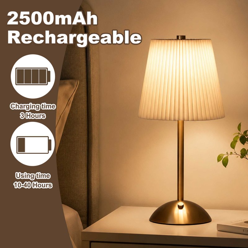 Rechargeable Cordless Table Lamp with 3 Color Temperatures & Dimming