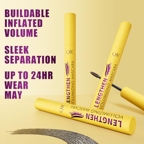 Volumizing & Lengthening Mascara - Waterproof, Smudge-Proof, Buildable Formula for Clump-Free Lashes - Adds Natural Volume & Length - Sweatproof, Long-Lasting, Curling - Easy to Apply (Brown)