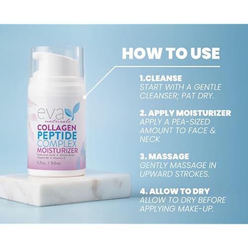 Eva Naturals Collagen Peptide Complex Moisturizer ? Face Cream with Multi-Peptides, Hyaluronic Acid, Amino Acids, Vitamin B5 and E ? Rich Night Lotion for Youthful Glow and Fine Line Care ? 1.7 Fl Oz