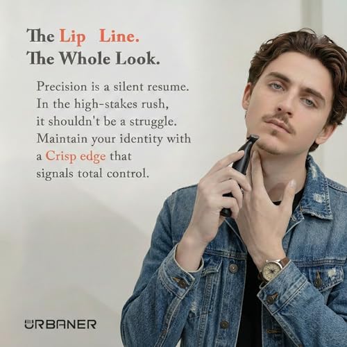 URBANER Mustache Trimmer with Extra Nose&Ear Trimmer Head? 0.8" Wide Blade, IPX8 Waterproof & Adjustable, 0.08¡±-0.55¡± Precision Settings, Japanese Motor, Beard Trimmer for Men