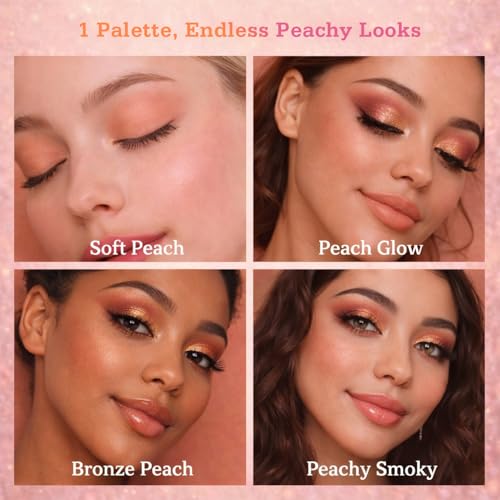 Peach Please 18 Colour Eyeshadow Palette for Beauty - Eyeshadow Cosmetics with Matte Metallic Sparkle Shimmer Pink & Highlighter Eye Makeup for Girls & Powder Eye Shadow Pallet