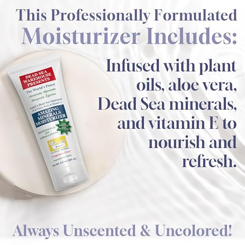 Dead Sea Warehouse - Amazing Minerals Moisturizer - Body Lotion for extremely dry skin - Great for Face, Body & Hands - For Women, Men, & Children- Fragrance Free