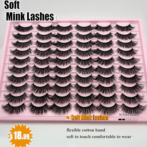 Strip Lashes Bulk C Curl 30 Pairs Cat Eye Faux Mink Lashes Pack Wholesale 18mm Long 3D Volume Natural False Eyelashes Bulk