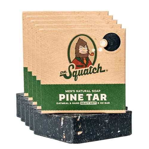 Dr. Squatch Natural Men¡¯s Bar Soap - Cold Process Body Soap Bar with Natural Oils - Gifts for Men - Pine Tar (5 oz, 5-Pack)