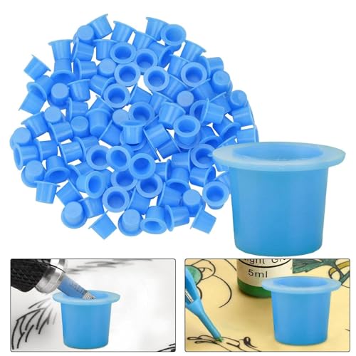 100Pcs Blue Ink Caps Ink Cups Mixed Sizes, Professional Tattoo Supplies£¬ Easy to Use Portable Beauty Products Tattoo Inks