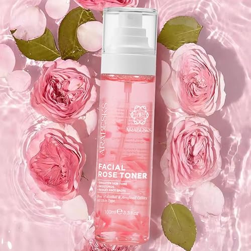 ARABESKS Rose Toner Spray 3.4 oz ? Hydrating Face Mist with Hyaluronic Acid, Aloe Vera & Vitamin C, Alcohol-Free, Vegan
