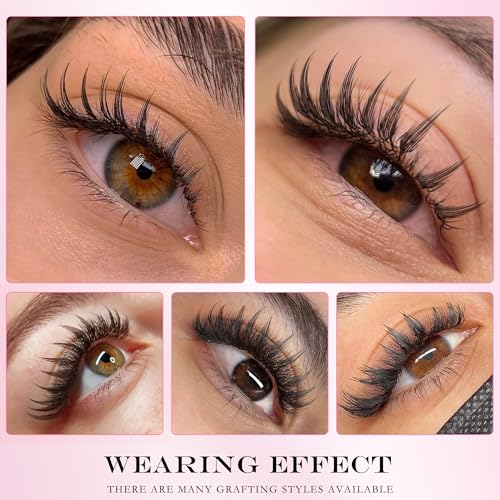 CoMango Premade Spire Lashes Anime Lash Fans C/D Curl Manga Spiky Natural Wispy Lash Extension Feather Shape Comic Lashes 0.07mm lndividual Lashes (Black Spire, 0.07-C-13mm)